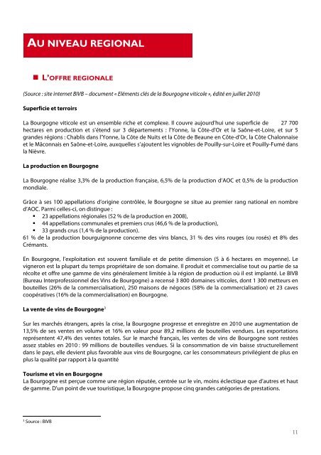"la filière oenotourisme" (document édité par Côte-d'Or Tourisme)