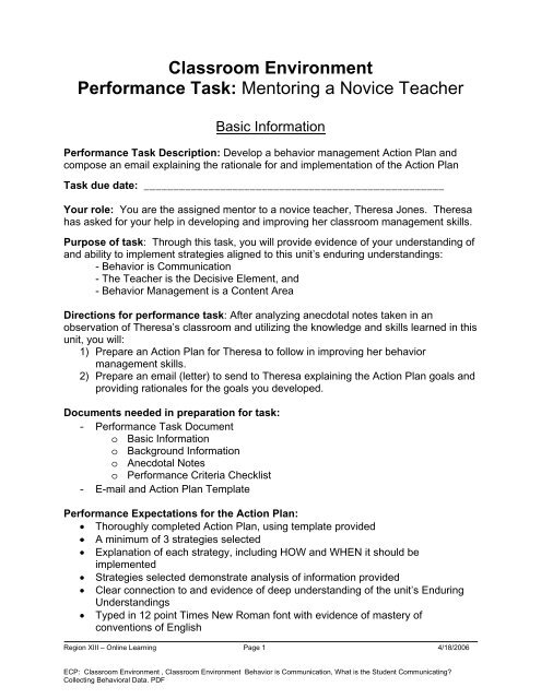 Planning Behavior Expectations for an Instructional Activity