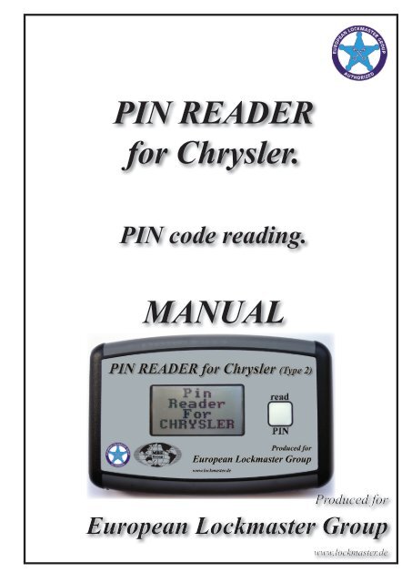PIN READER for Chrysler. MANUAL