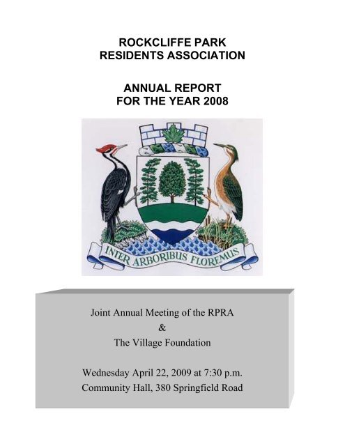 2008 RPRA Annual Report - Rockcliffe Park Residents Association