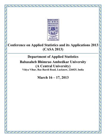 Conference on Applied Statistics and its Applications 2013 (CASA ...