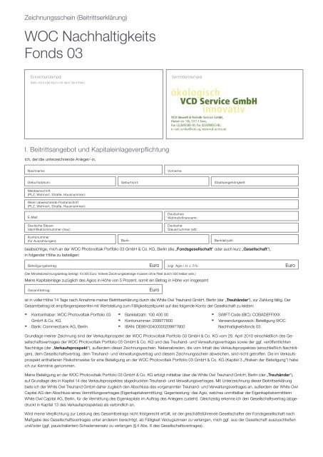 WOC 03 Zeichnungsschein - VCD Service Gmbh