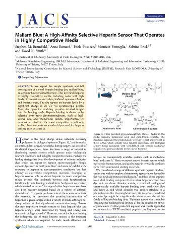 Mallard Blue: A High-Affinity Selective Heparin Sensor That ... - Mose