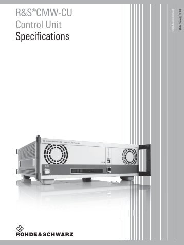 R&SÂ®CMW-CU Control Unit Specifications - Rohde & Schwarz