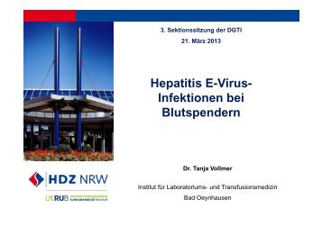 Hepatitis E-Virus- Infektionen bei Blutspendern - DGTI