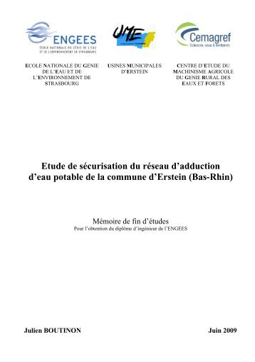 Etude de sÃ©curisation du rÃ©seau d'adduction d'eau potable de la ...