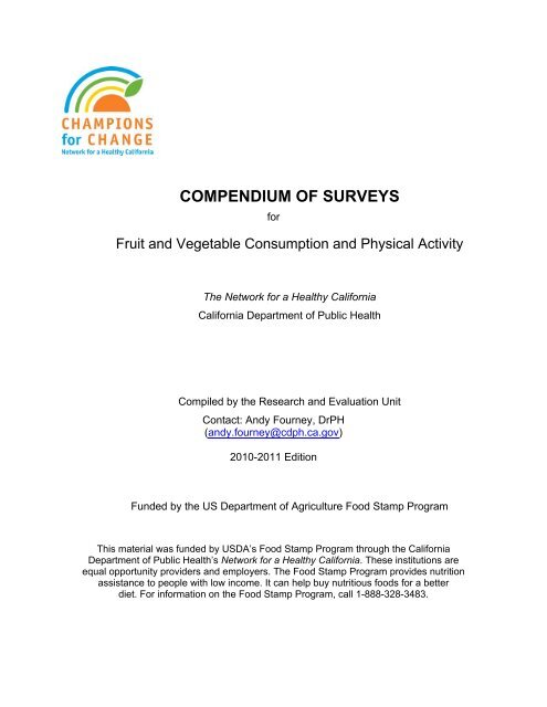 Compendium of Surveys (to assess fruit and vegetable consumption)