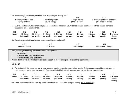 Compendium of Surveys (to assess fruit and vegetable consumption)