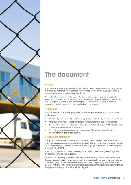 Security Risk Assessment for Transport Operators - Department of ...
