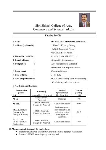 faculty profile vmpatil.pdf - Shri Shivaji College of Arts, Commerce ...
