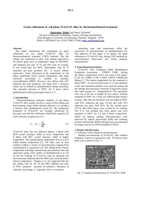 Grain refinement of Å/Ã Phase Ti-6Al-4V Alloy by ...