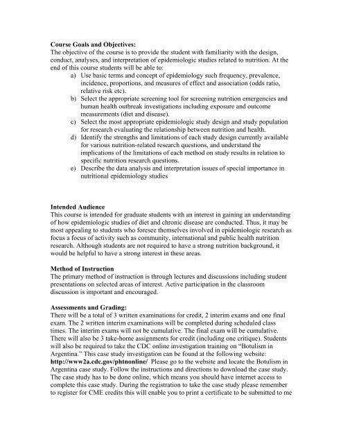 FDNS(EPID) 7040: Nutritional Epidemiology