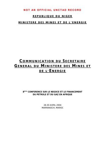 REPUBLIQUE DU NIGER - Unctad XI