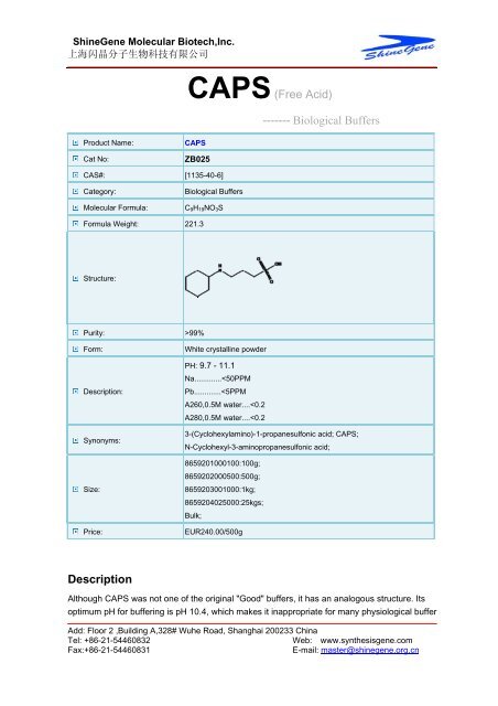 CAPS-Reagent Grade - Gene Synthesis