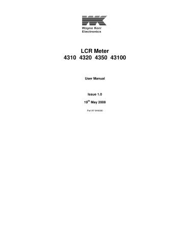 LCR Meter 4310 4320 4350 43100 - Sefelec