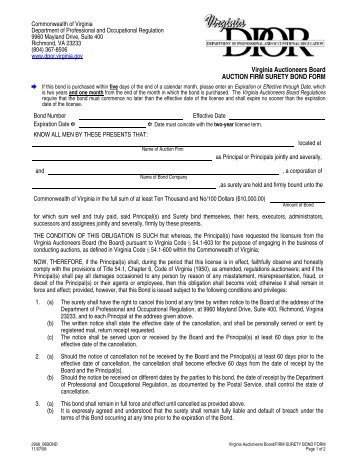 surety bond form