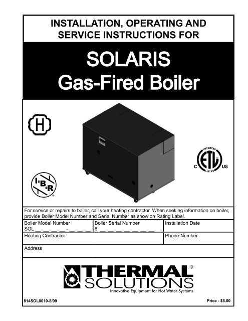 Solaris Manual 8-091.pdf - Categories On Thermal Solutions ...