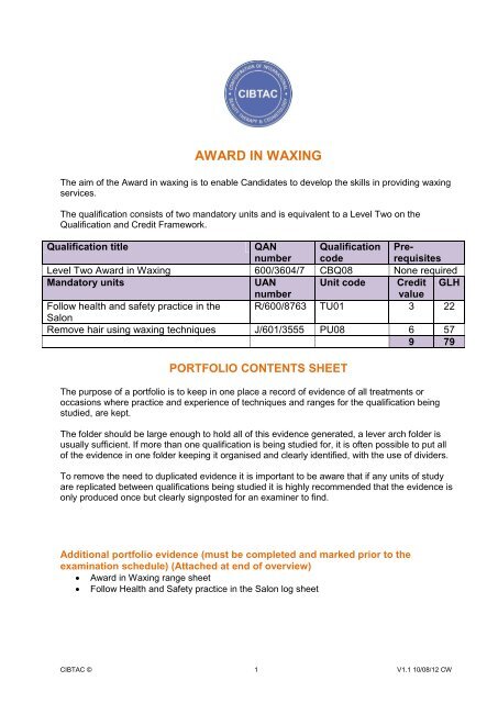 Level 2 Award in Waxing - Cibtac.com