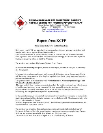 Report Basic Courses - Prishtina, Kosovo and Tetovo, Macedonia