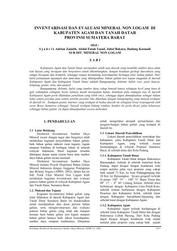 inventarisasi dan evaluasi mineral non logam di kabupaten agam ...