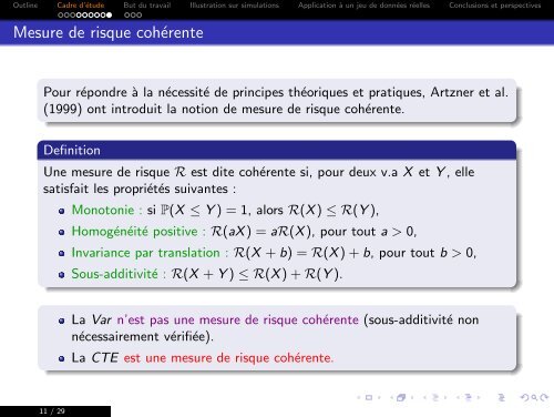 Estimation d'une mesure de risque dans le cas de pertes ... - Mistis