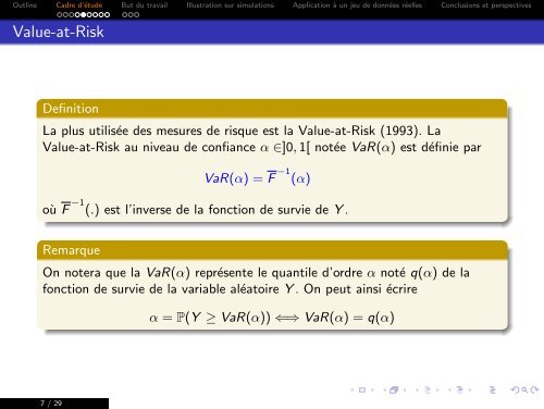 Estimation d'une mesure de risque dans le cas de pertes ... - Mistis