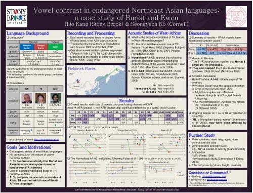 Vowel contrast in endangered Northeast Asian languages - CUNY ...