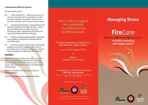 Firecare: Managing Stress - Queensland Fire and Rescue Service