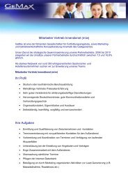 Mitarbeiter Vertrieb Innendienst (m/w) Ihr Profil Ihre Aufgaben - Gemax