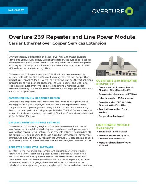 Overture 239 Repeater and Line Power Module - Overture Networks