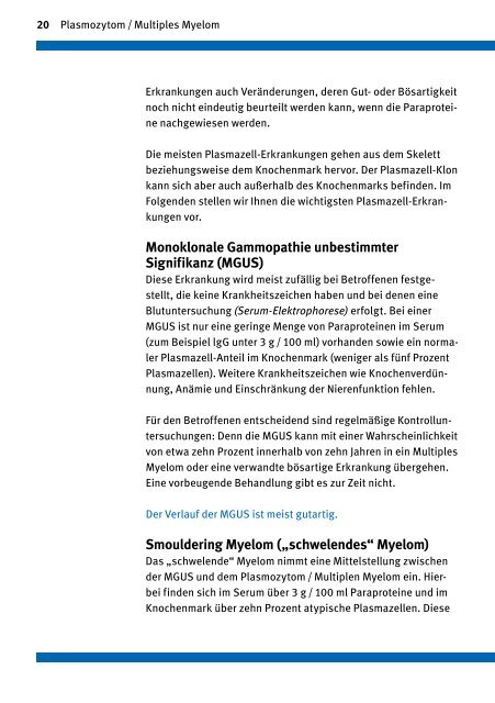 Plasmozytom/Multiples Myelom - Deutsche Krebshilfe eV