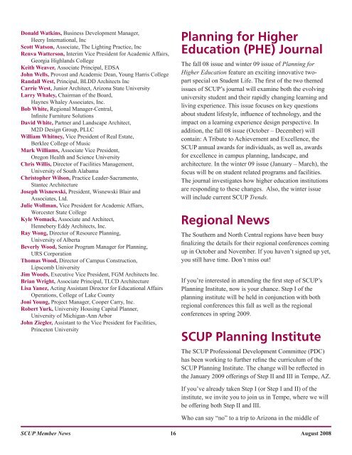 SCUP member news - Society for College and University Planning