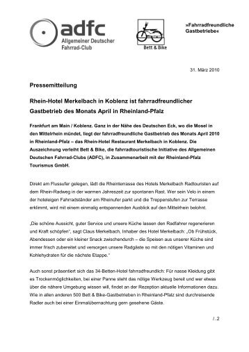 Pressemitteilung Rhein-Hotel Merkelbach in Koblenz ist ...