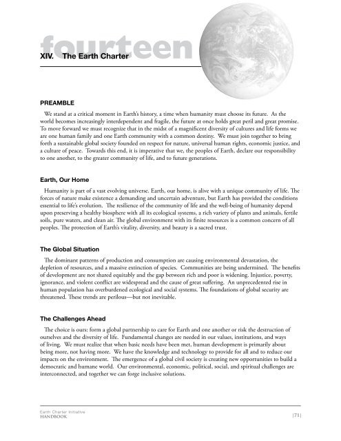 Earth Charter Initiative Handbook