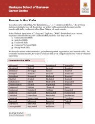 Resume Action Verbs - Haskayne School of Business - University of ...