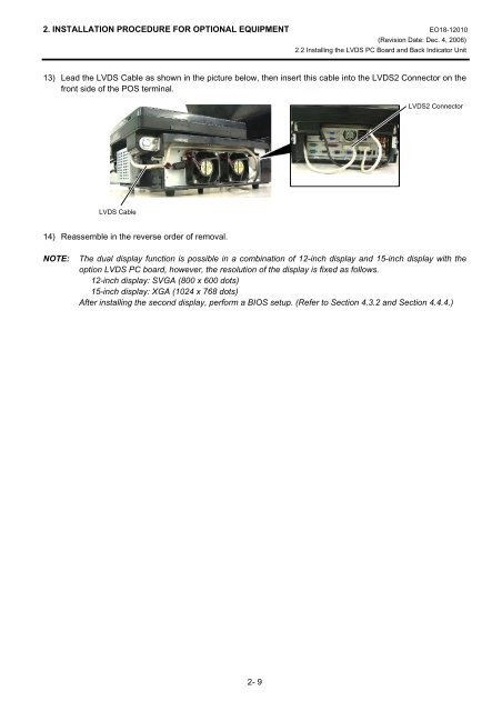 2. installation procedure for optional equipment - toshiba tec europe