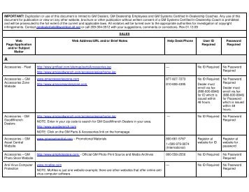 Duplication or use of this document is limited to GM Dealers, GM ...