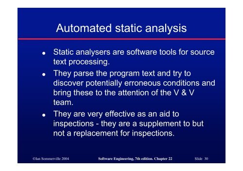 Verification and Validation - Ian Sommerville