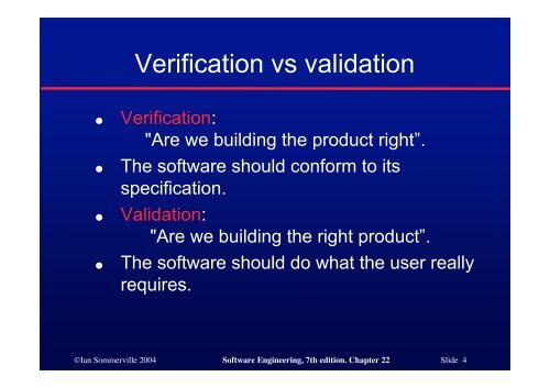 Verification and Validation - Ian Sommerville