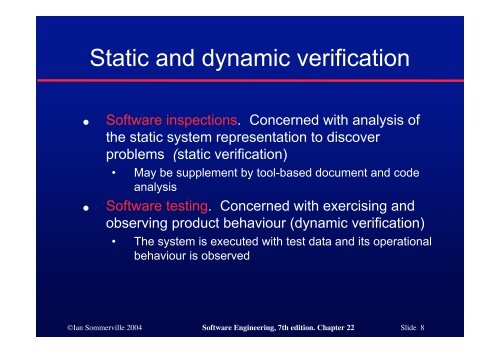 Verification and Validation - Ian Sommerville