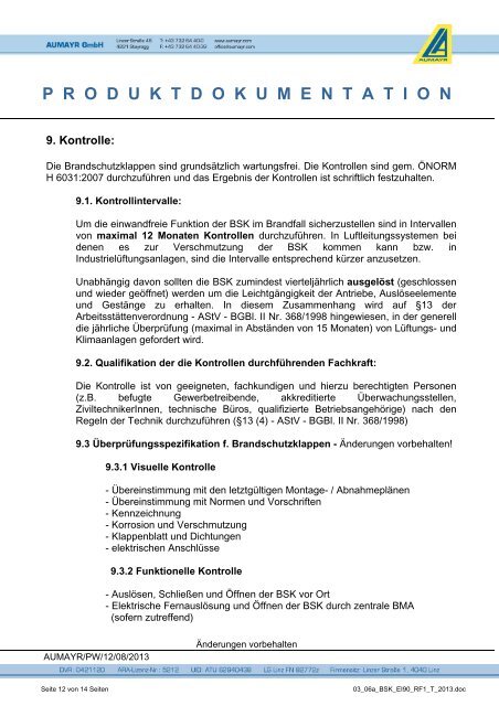 Spezifikation - Aumayr GmbH