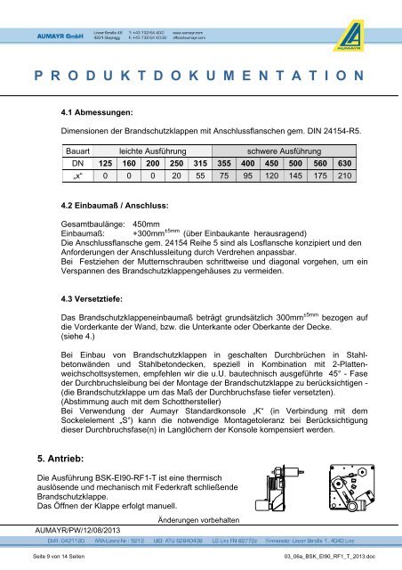 Spezifikation - Aumayr GmbH