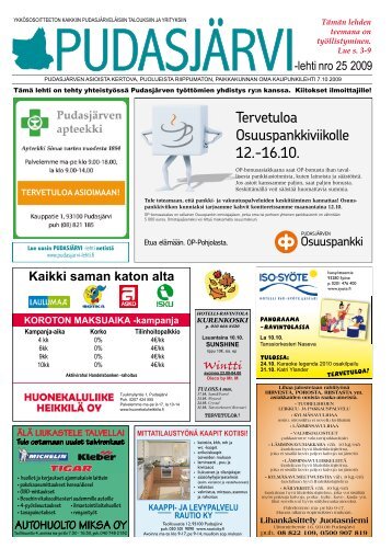 Tervetuloa Osuuspankkiviikolle 12. - PudasjÃ¤rvi-lehti ja VKK-Media Oy