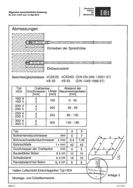 Allgemeine bauaufsichtliche Zulassung Z-21.1-910 - Halfen