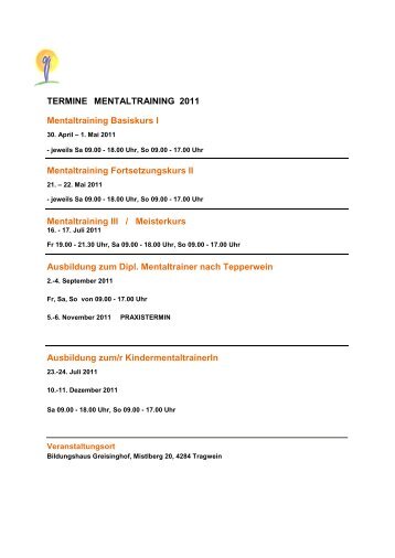 DIPL. MENTALTRAINER/IN nach Tepperwein