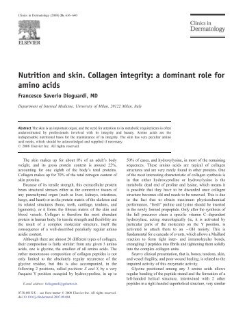 Nutrition and skin. Collagen integrity: a dominant role for amino acids