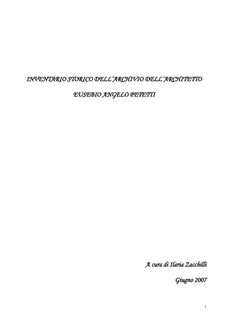 Archivio di Eusebio Angelo Petetti - Istituto Centrale per gli Archivi