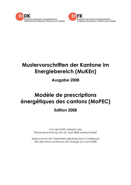 MoPEC 2008 - Bundesamt fÃ¼r Energie BFE - admin.ch