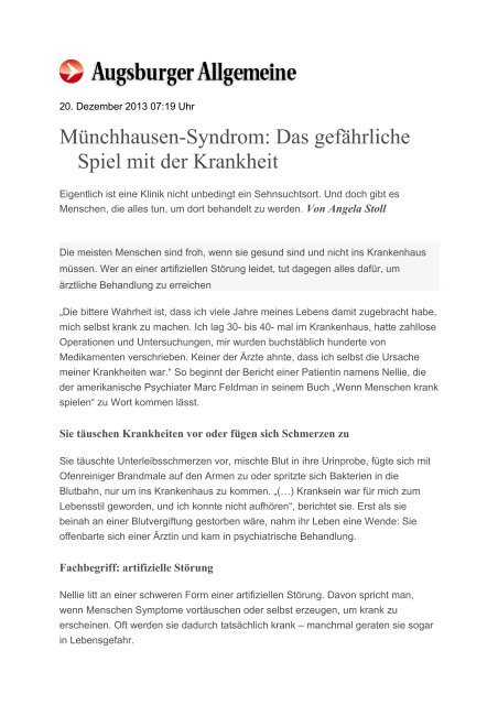 Münchhausen-Syndrom: Das gefährliche Spiel mit der Krankheit