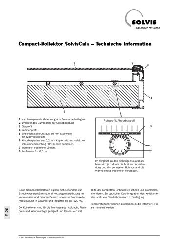 Compact-Kollektor SolvisCala Ã¢Â€Â“ Technische Information